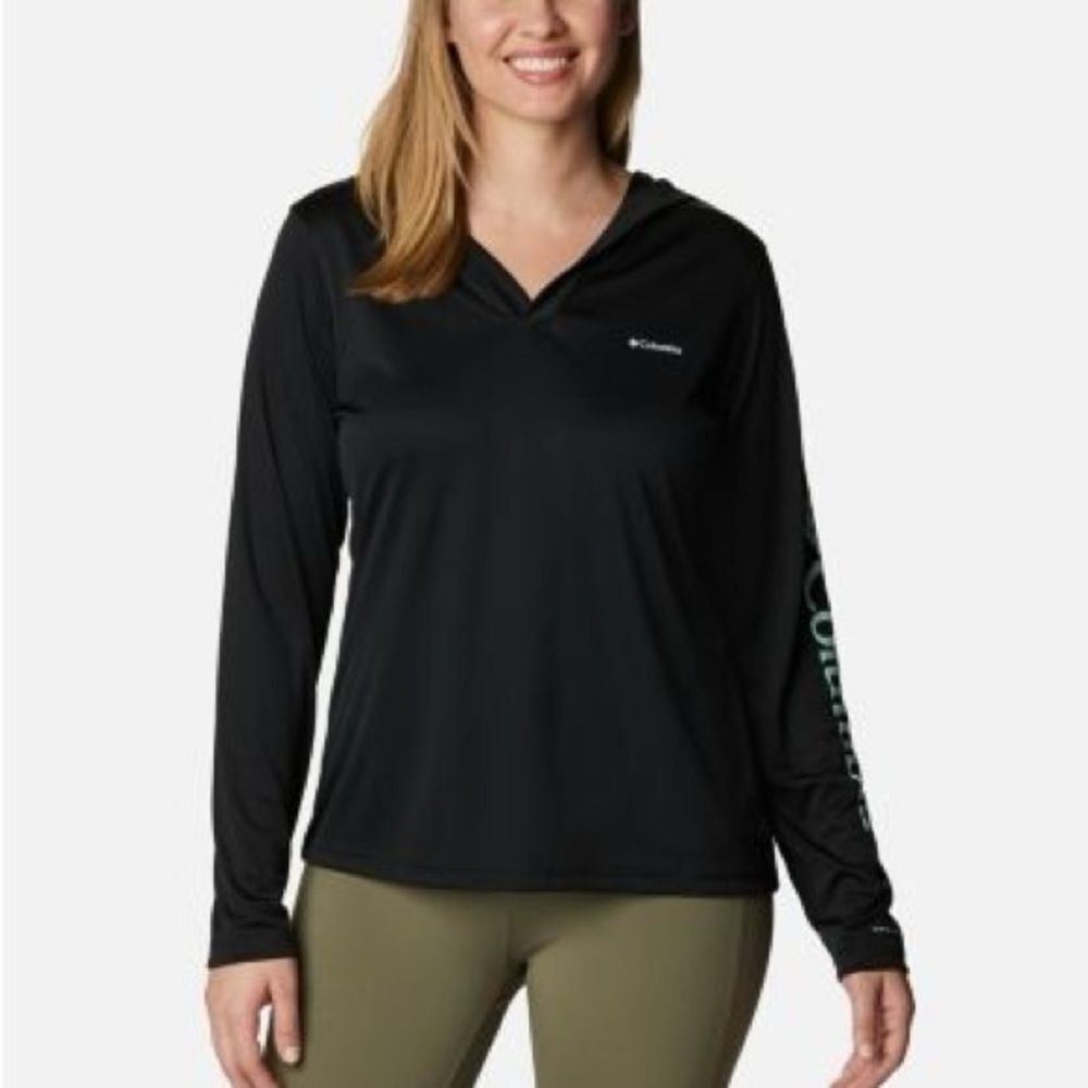 Columbia Omni-Shade UPF 50 Hooded Pullover Black Long Sleeve Women’s Small